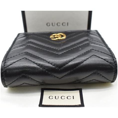 Gucci GG Marmont Fold Wallet Leather Black 466492 Dtd1t 1000 